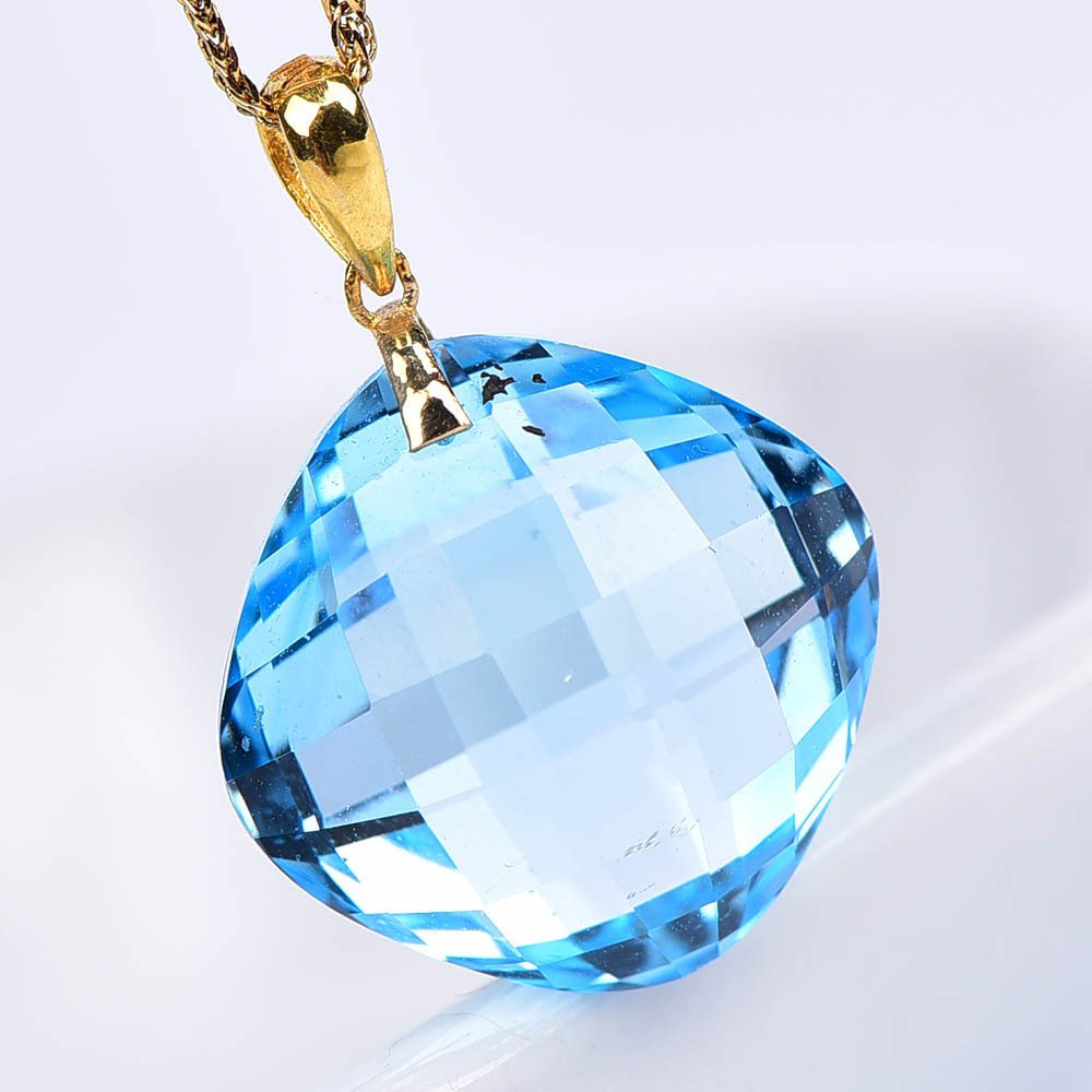 χωρίς τιμή ασφαλείας - Κολιέ με μενταγιόν - 18 καράτια Κίτρινο χρυσό Τοπάζιο - ALGT Πιστοποιημένο #1.0