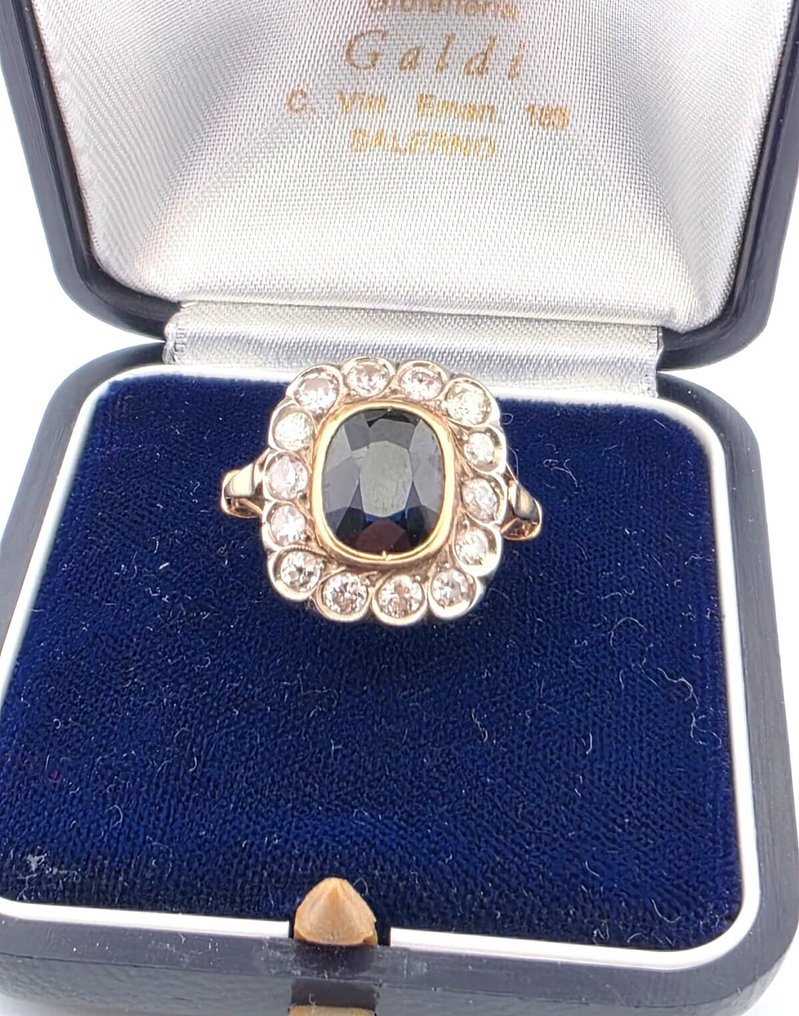 戒指 - 18K包金 黄金 - 3.00ct. tw. 蓝宝石 - 钻石 #2.1