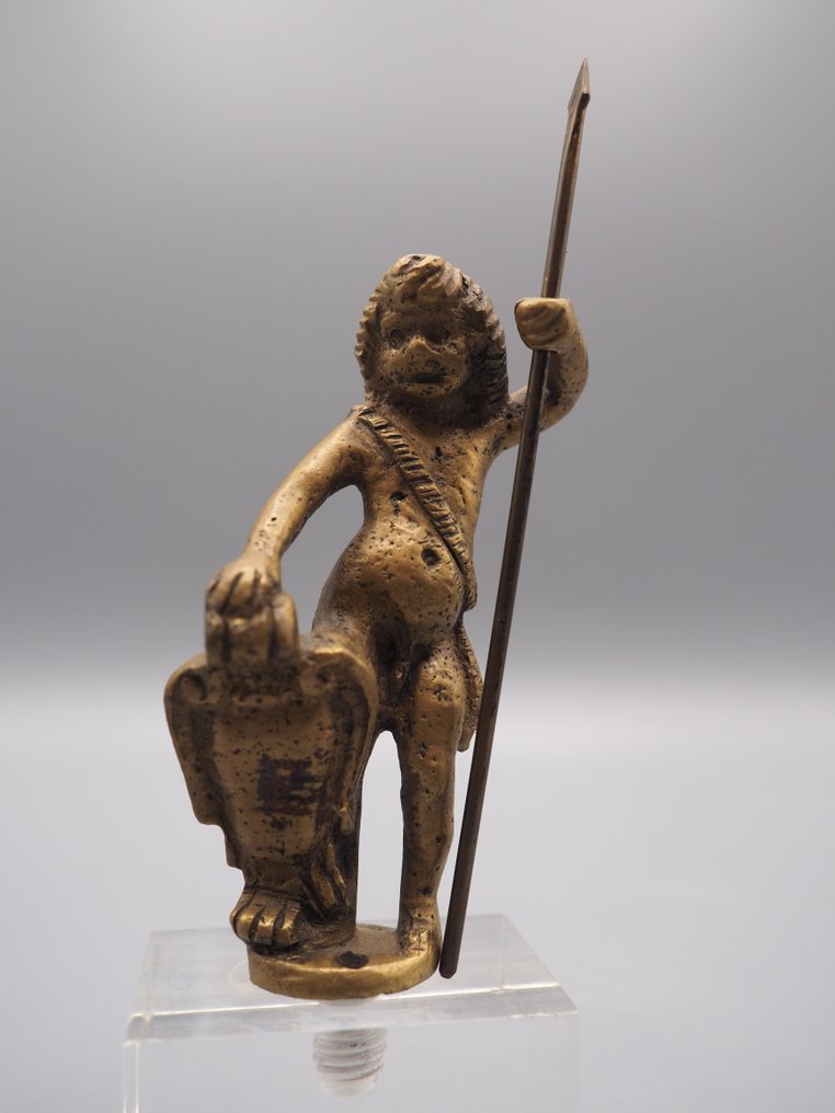 Statue, A small bronze Kunstkammer figure of a warrior child, Northern Europe, 17th century - 11 cm - Bronze #1.0
