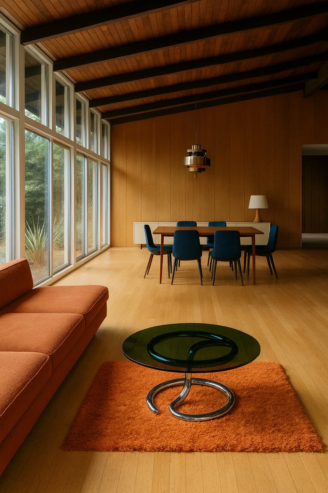 Midterbord - Stål, Glas - Base i kromstål rørformet #4.3