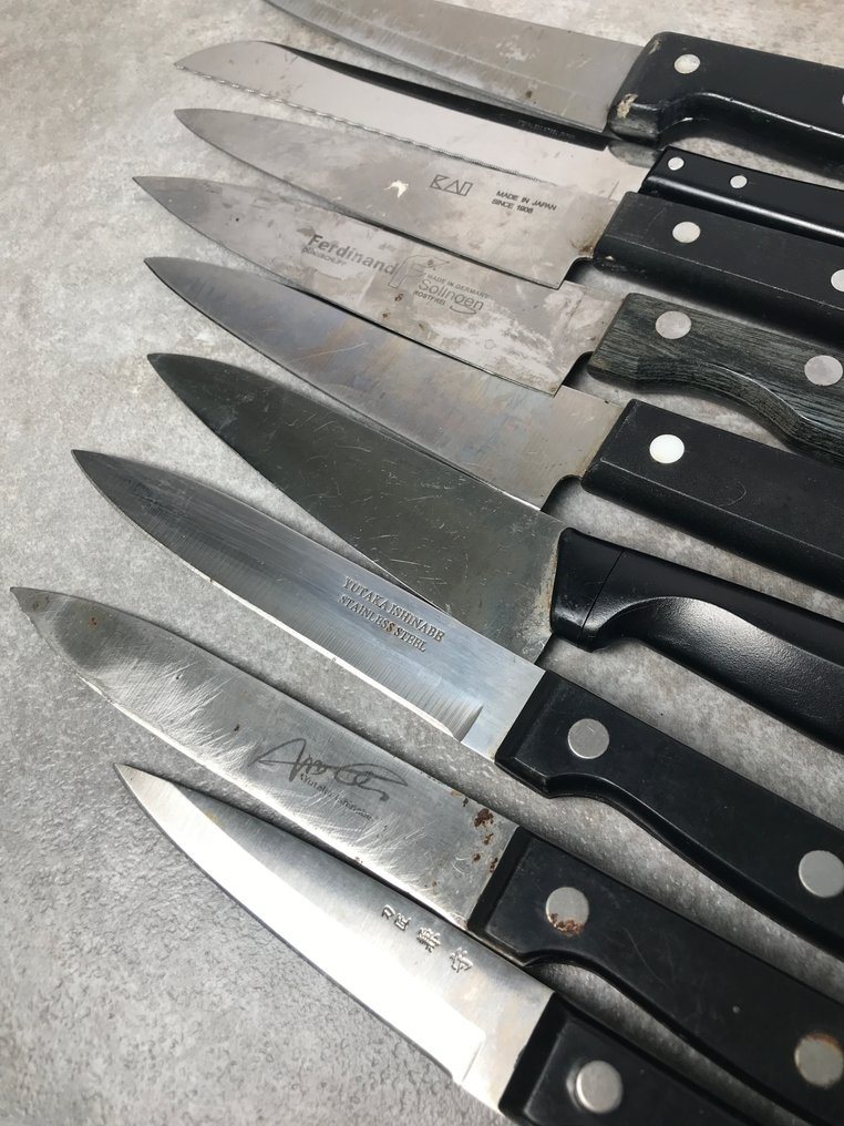 Coltello da cucina - Acciaio, Legno - Giappone - Set di 9 coltelli #1.0