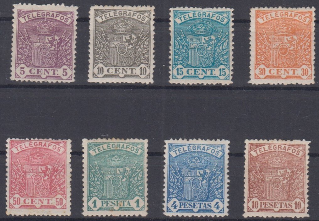 Ισπανία 1921 - Τηλέγραφος. Ολόκληρη η σειρά. Σήμα της Ισπανίας. - Edifil 55/62 #1.0