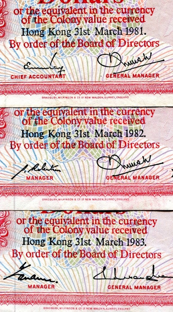 Hong Kong. - 3 x 100 Dollars 1981-83 - Pick 187  (No reserve price) #2.1