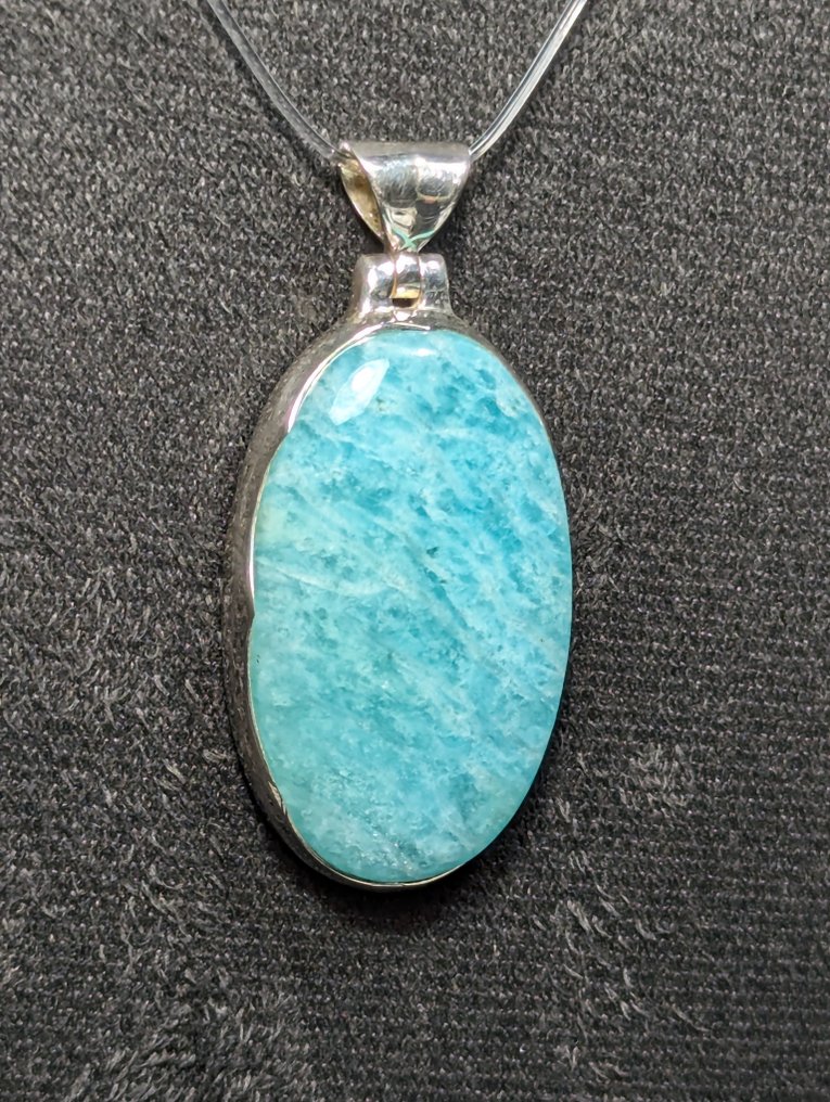 Εντυπωδιακό ασημένιο μενταγιόν 925, εξοπλισμένο με φυσική Αμαζονίτη από τη Βραζιλία. - Κρεμαστό κόσμημα #1.0