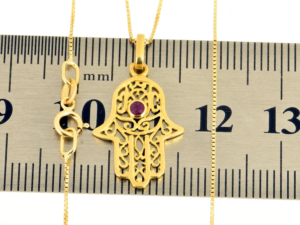 Κολιέ με μενταγιόν - 18 καράτια Κίτρινο χρυσό Ρουμπίνι #3.2