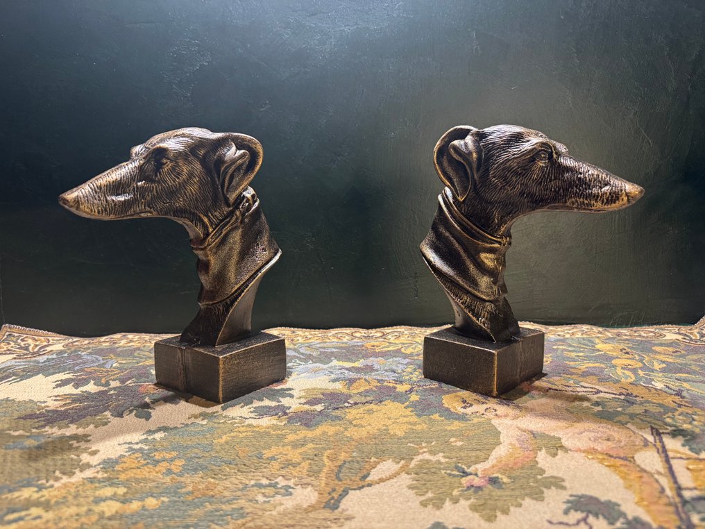 Bust, 2 windhonden - 22.5 cm - Fontă #3.2