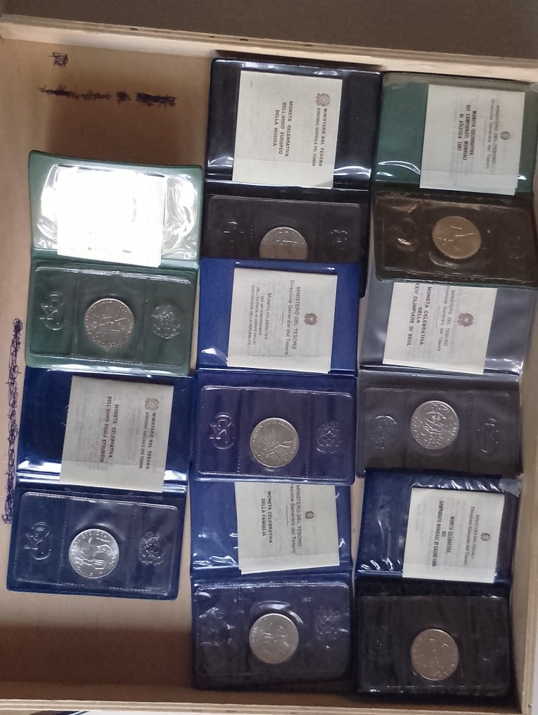 Italy. 500 Lire Argento Set 8 monete Commemorative certificati Zecca Italiana (No reserve price) #1.0