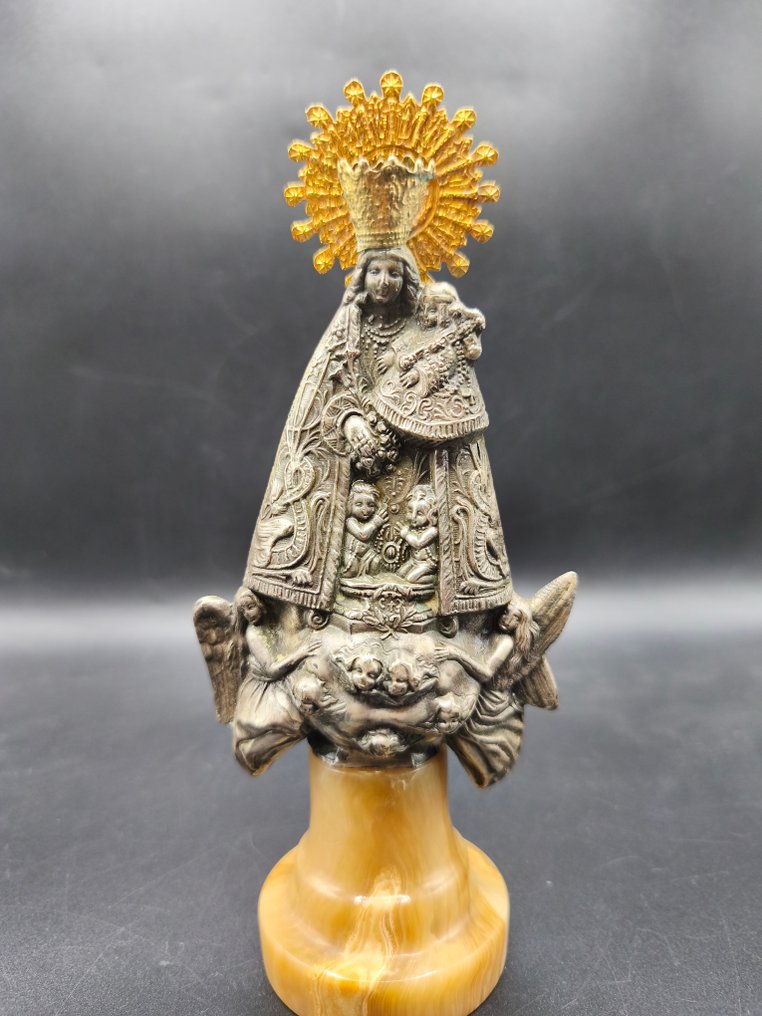 Φιγούρα - Madonna con Gesù Bambino - ασημένιο μέταλλο, Πέτρα #1.0