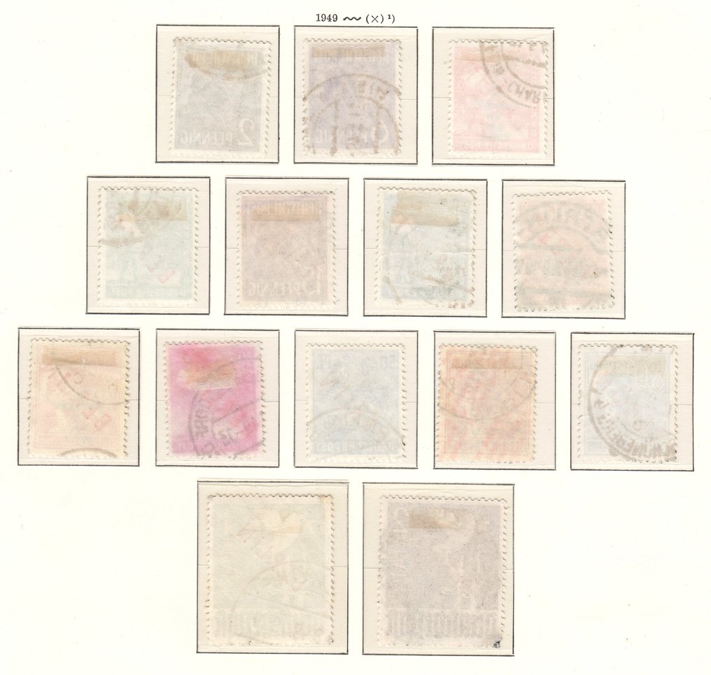 Berlin 1949 - Całkowicie stemplowany rotaufdruck, świetne stemple - Michel Nr. 21-34 #3.2