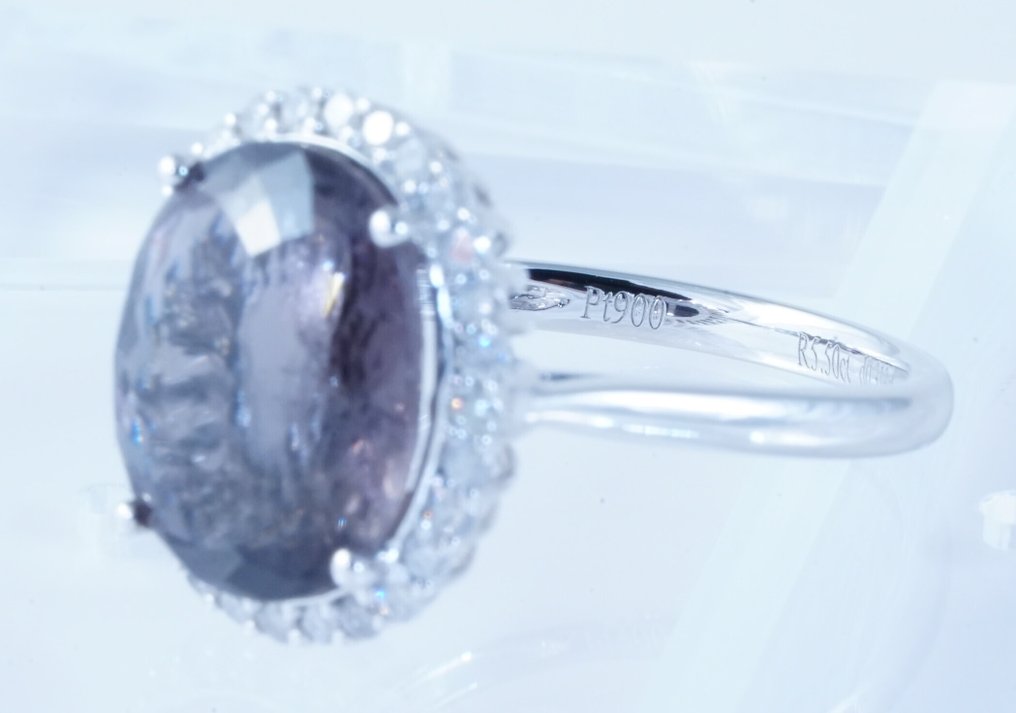 沒有保留價 - 戒指 鉑金 - 5.81ct. tw. 電氣石 - 鉆石 #3.2