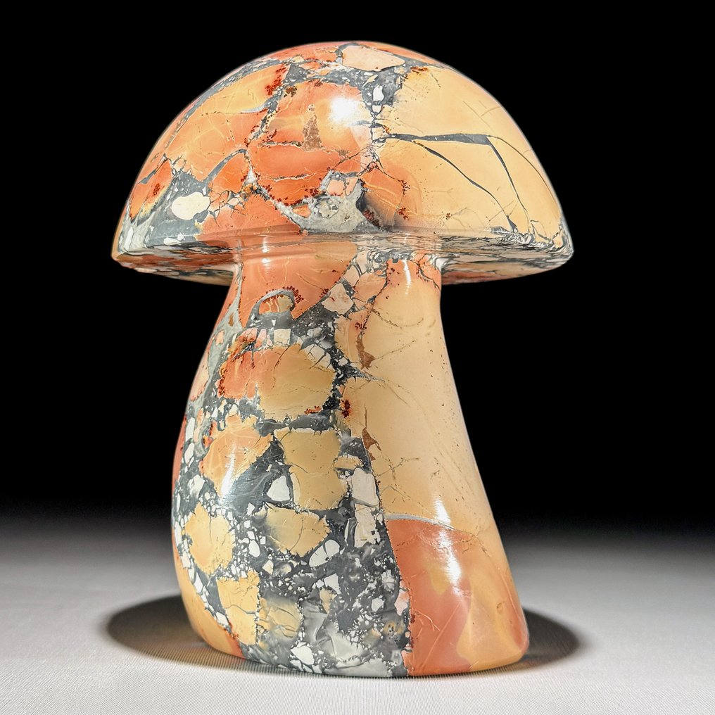 Ingen minstepris - Håndskåret rød Maligano-sopp-skulptur Unik samlerobjekt - Høyde: 15.5 cm - Bredde: 12 cm- 2400 g #1.0