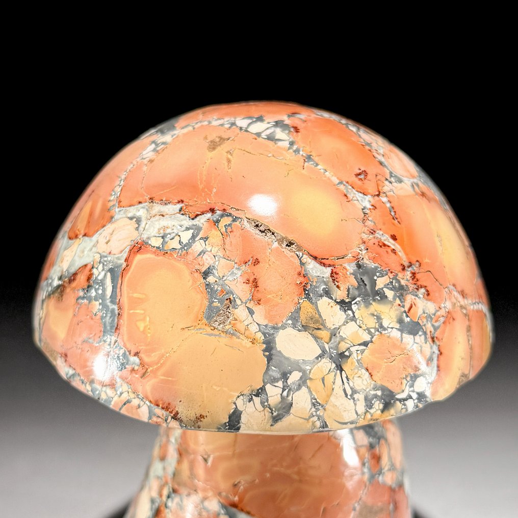 Ingen minstepris - Håndskåret rød Maligano-sopp-skulptur Unik samlerobjekt - Høyde: 15.5 cm - Bredde: 12 cm- 2400 g #3.2