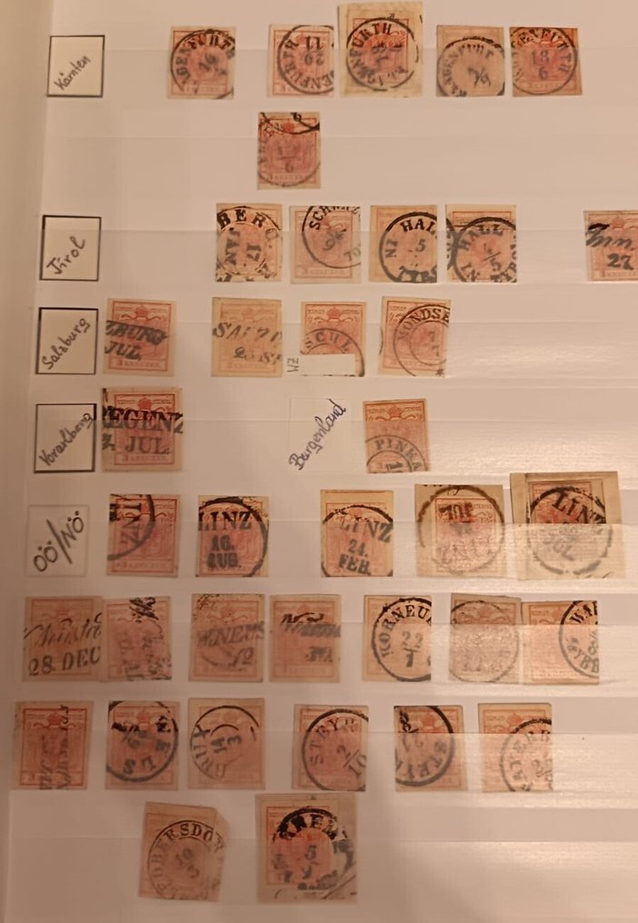 Áustria 1850/1867 - Coleção atraente de edições clássicas com numerosos carimbos especiais e variantes. - Mi.Nr,1-36 #2.1