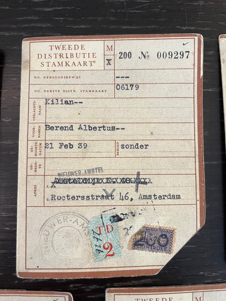 WWII - Second Distribution Stamkaart Netherlands - Notebook - 1944 #2.1