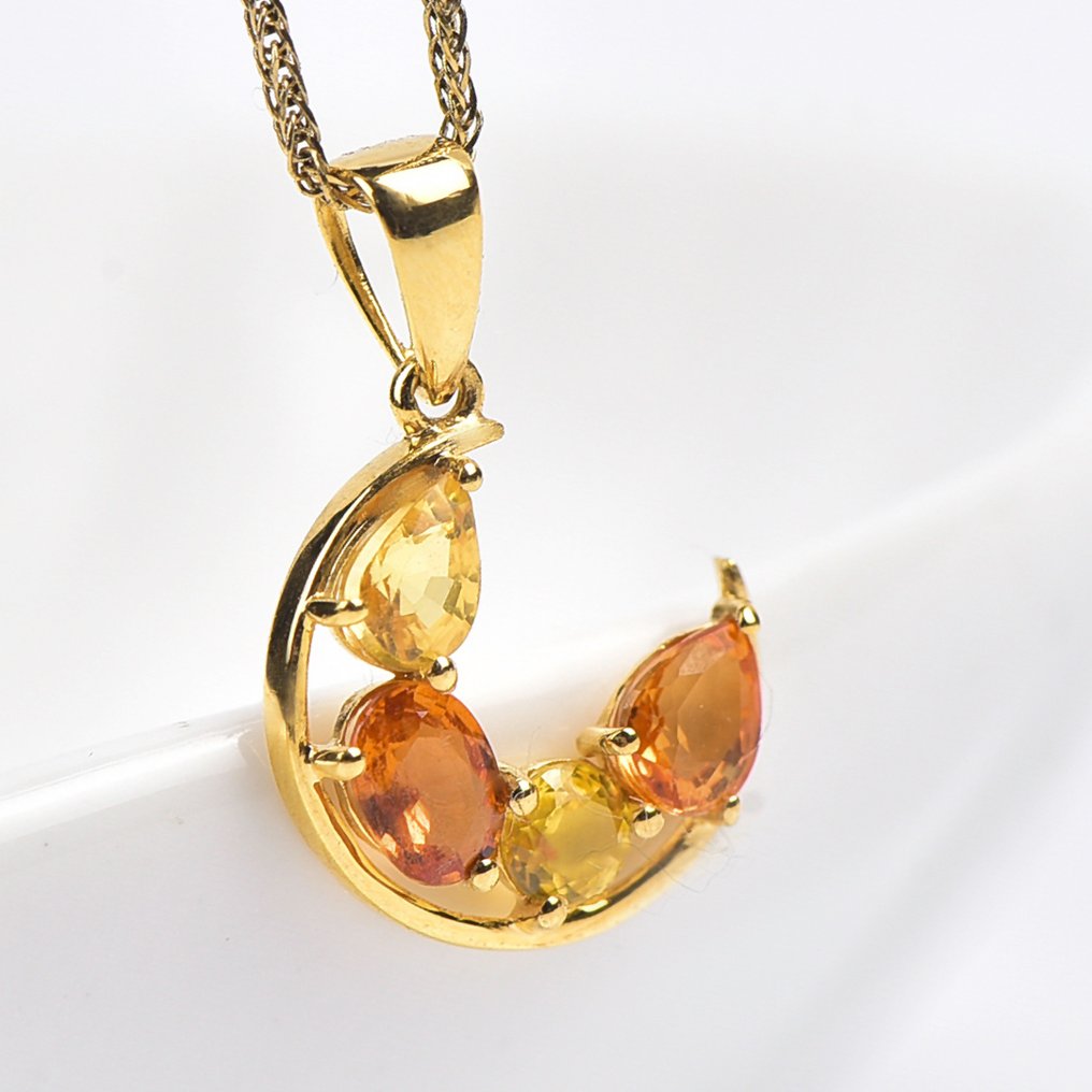 沒有保留價 - 吊墜頸鏈 - 18 克拉 黃金 - 蓝宝石 - 认证 #3.2