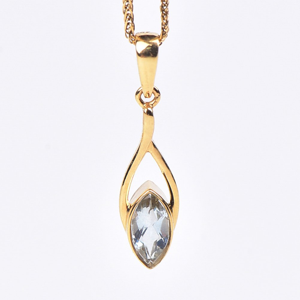 没有保留价 - 吊坠项链 - 18K包金 黄金 - Aquamarine - 已认证 #1.0
