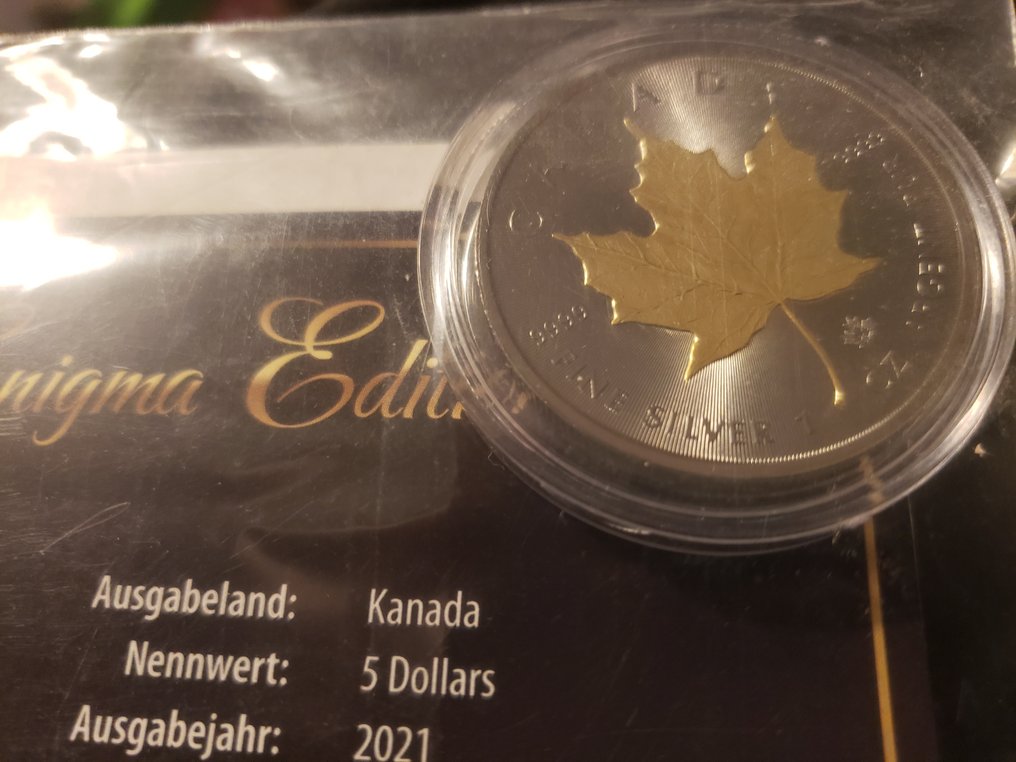 Canada. 5 Dollars 2021 1 oz Silber Meaple Leaf (Sans prix de réserve) #1.0