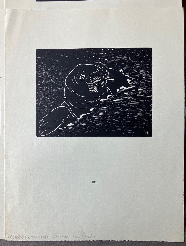 Josef Weisz - 4 Blätter Druckbögen zu "Heiteres Tierbuch" - 1952 #1.0