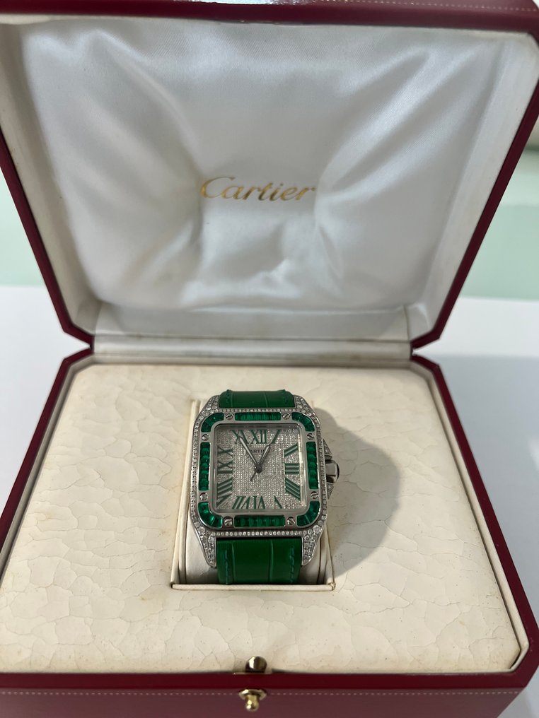Cartier - Santos 100 Custom Diamond/Emerald - 2656 - 男士 - 2025 #1.0