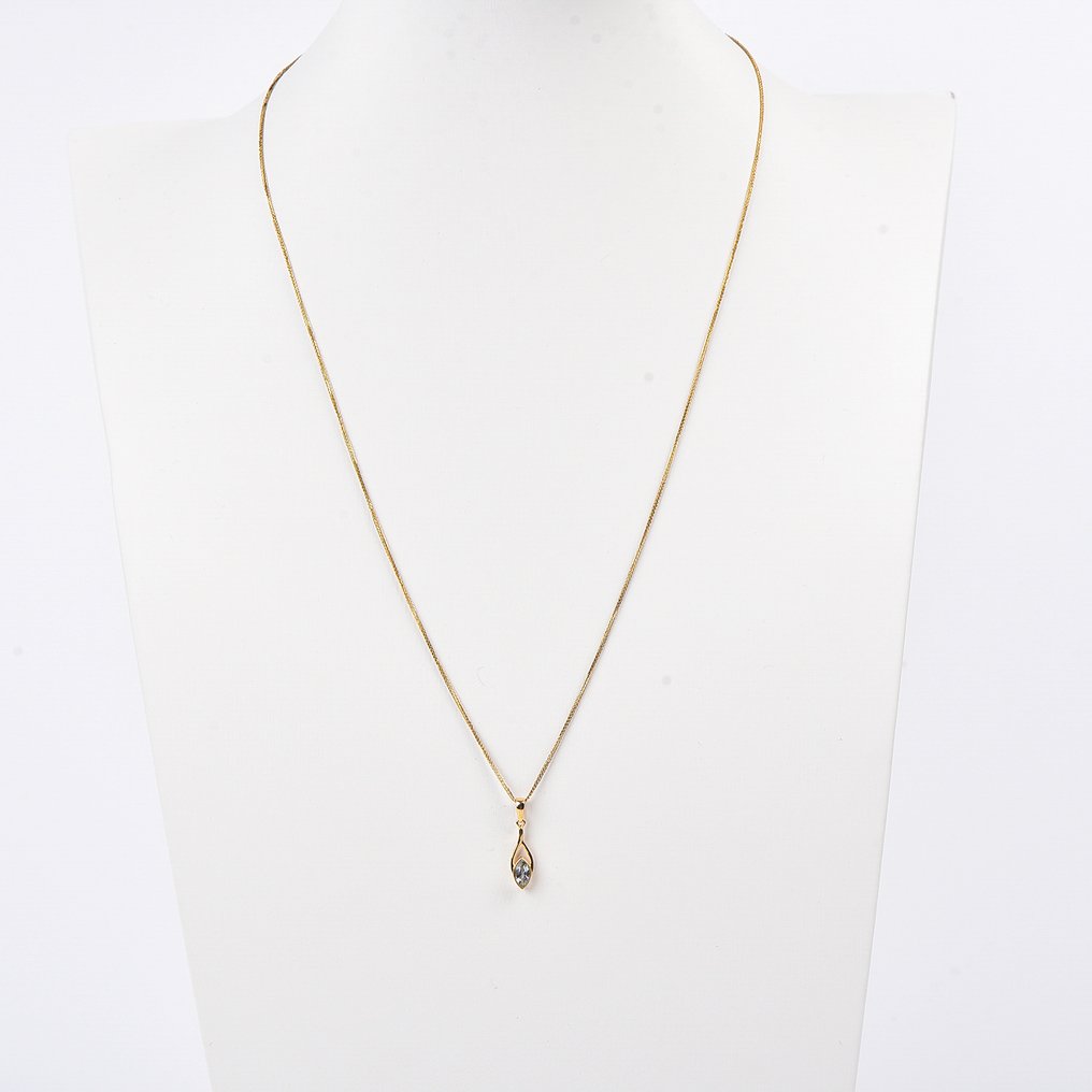 没有保留价 - 吊坠项链 - 18K包金 黄金 - Aquamarine - 已认证 #1.0