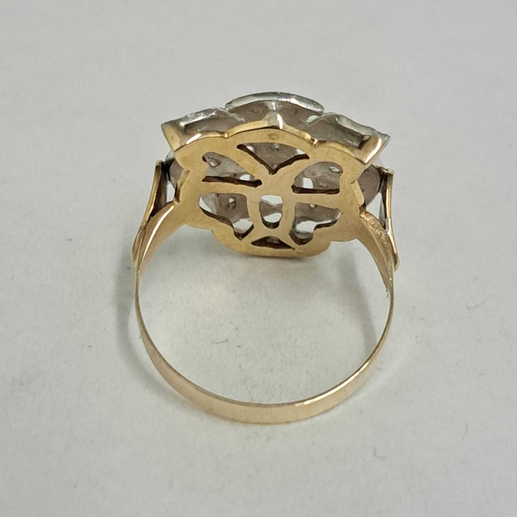 Zonder minimumprijs - Ring - 9 kt. Geel goud, Zilver - 0.34ct. tw. Diamant (Natuurlijk) - Robijn - Oro9kt argento925 diamond #3.2