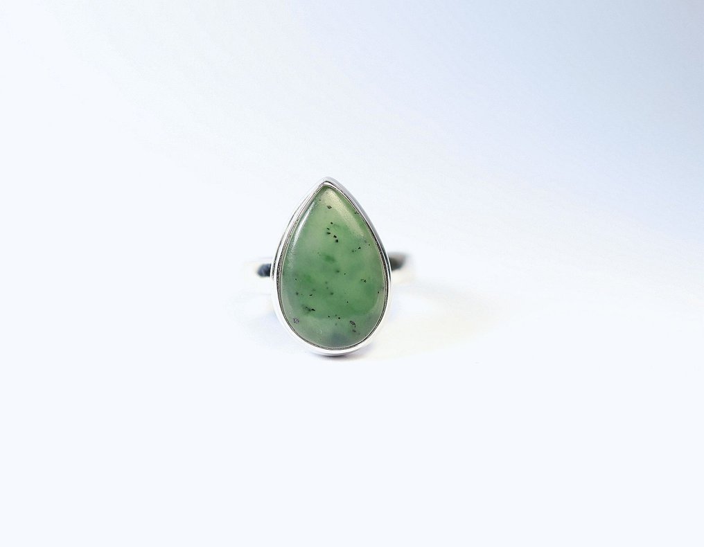 Nephrit-Jade Gyűrű / cabochon / új- 5.95 g - (1) #1.0