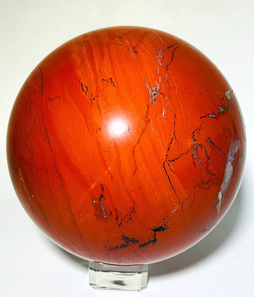 Huge South African Red Jasper Sphere Deep Vibrant Red with Natural Veining | Ø 132mm- 3342 g - (1) #1.0