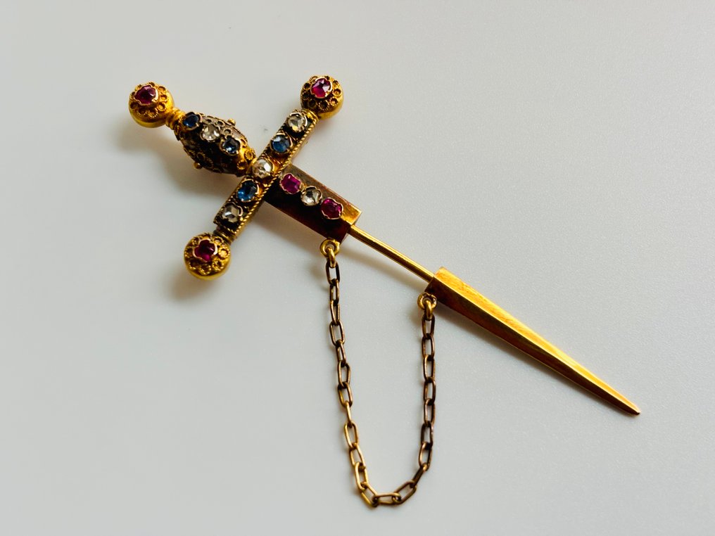 Rintaneula - 18 kt. Keltakulta - Viktorianinen tikari #1.0