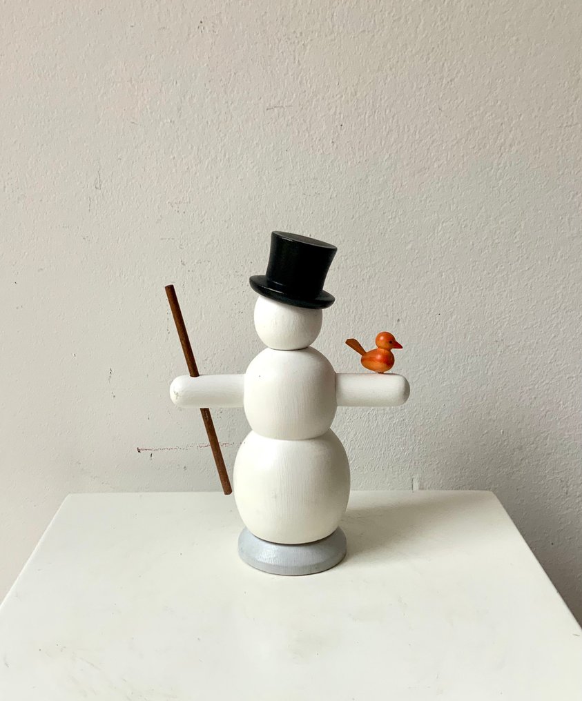 Figura de Natal PGH Seiffener Volkskunst / Expertic - Boneco de neve - Madeira - DDR anos 1980 #3.2