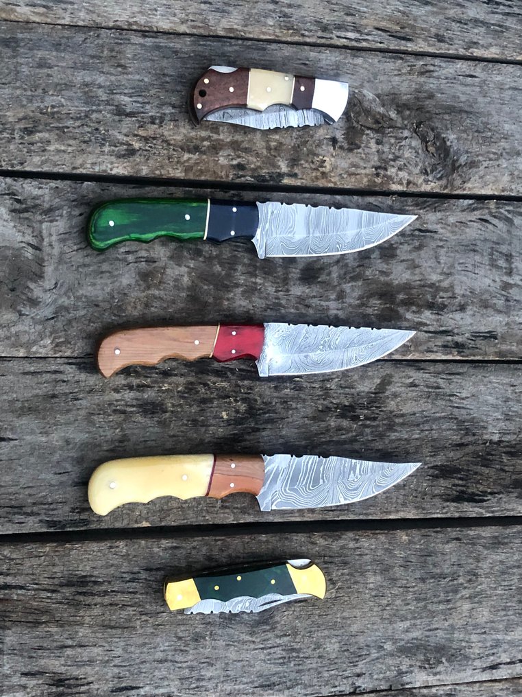 Coltello da cucina - Coltelli artigianali di prestigio per skinning e uso generale, in acciaio forgiato, con manico in - Nord America - (R38) #1.0