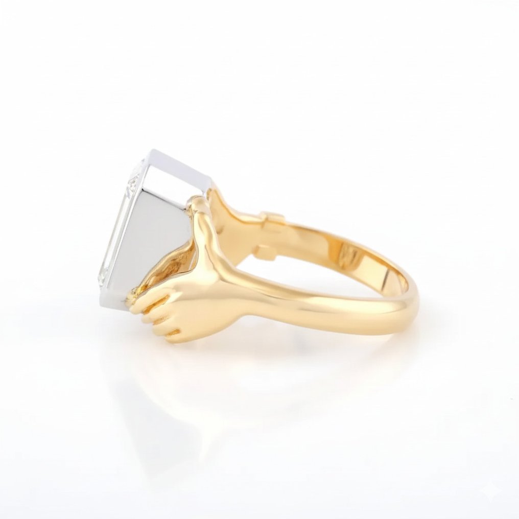 Sormus - 14 kt. Keltakulta, Valkokulta -  2.51ct. tw. Timantti (Laboratoriossa kasvatettu) #2.1