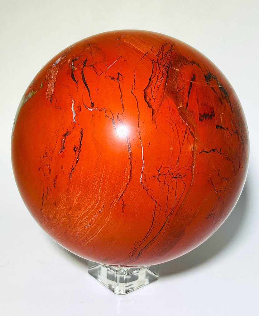Huge South African Red Jasper Sphere Deep Vibrant Red with Natural Veining | Ø 132mm- 3342 g - (1) #2.1