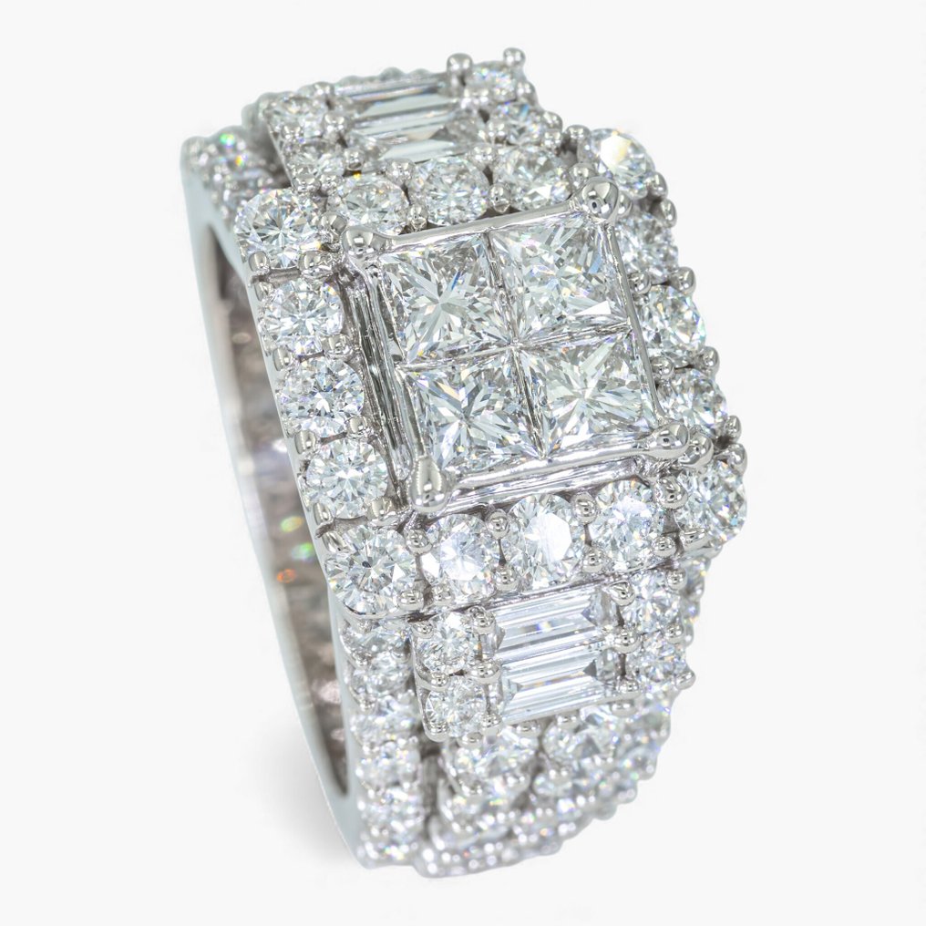 沒有保留價 - 戒指 - 14 克拉 白金, 人力資源開發 -  3.35ct. tw. 鉆石 (天然) #1.0