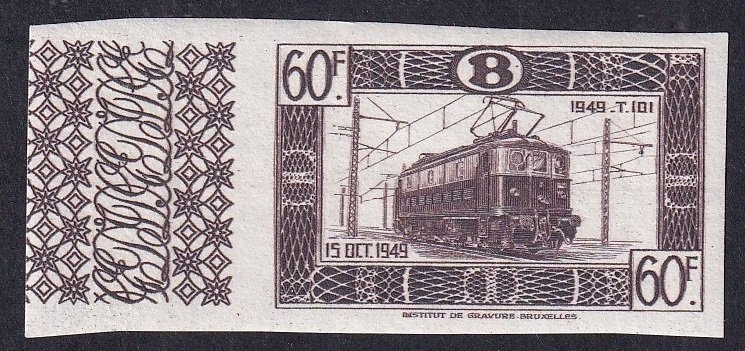 比利時 1954 - ONGETAND配有边缘装饰的挡板 - 查理罗伊电气铁路线路的揭幕仪式 - OBP TR321 A #1.0