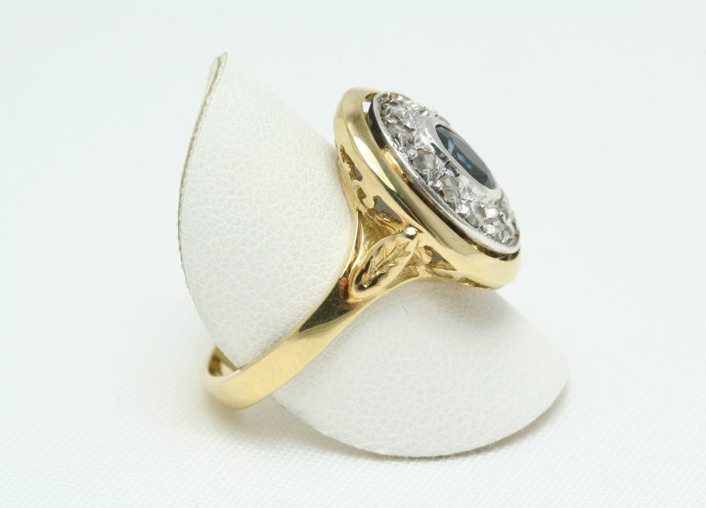 戒指 - 18 克拉 黃金, 白金 藍寶石 - 鉆石 - 蓝宝石戒指 #2.1