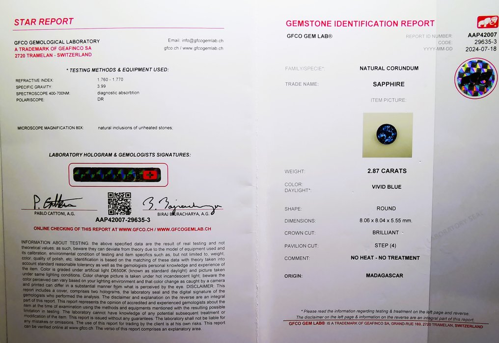 戒指 - 18 克拉 白金, Zafiro Vivid 蓝色 无热 3.66克拉 - 5.88克 重 18k -  3.66ct. tw. 藍寶石 - 鉆石 - 鲜明的蓝色/无加热 #4.3