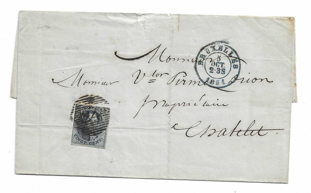 比利時 1851 - 3 旧文件带有吊坠 #1.0