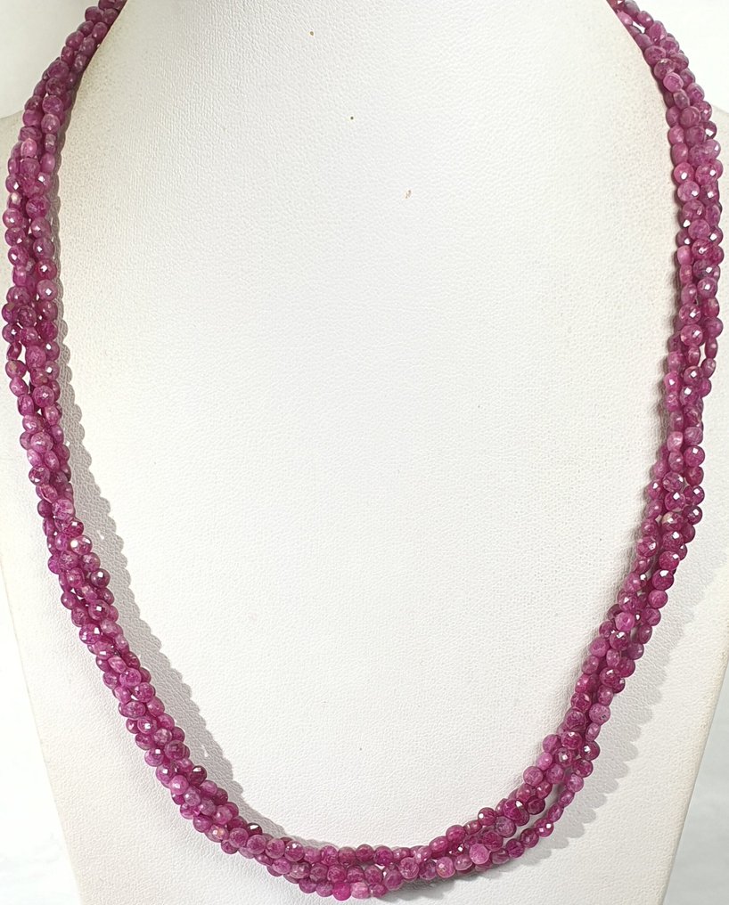 Rubin natural - 4 ÎNROSU - CALITATE PRIMĂ - Dragoste, Energie Vitală și Pasiune - Argint 925 - Colier #1.0