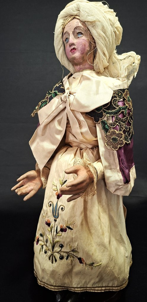 Personnage ancien du crèche - Femme - 50 cm - Bois, Textile - 19e siècle #2.1