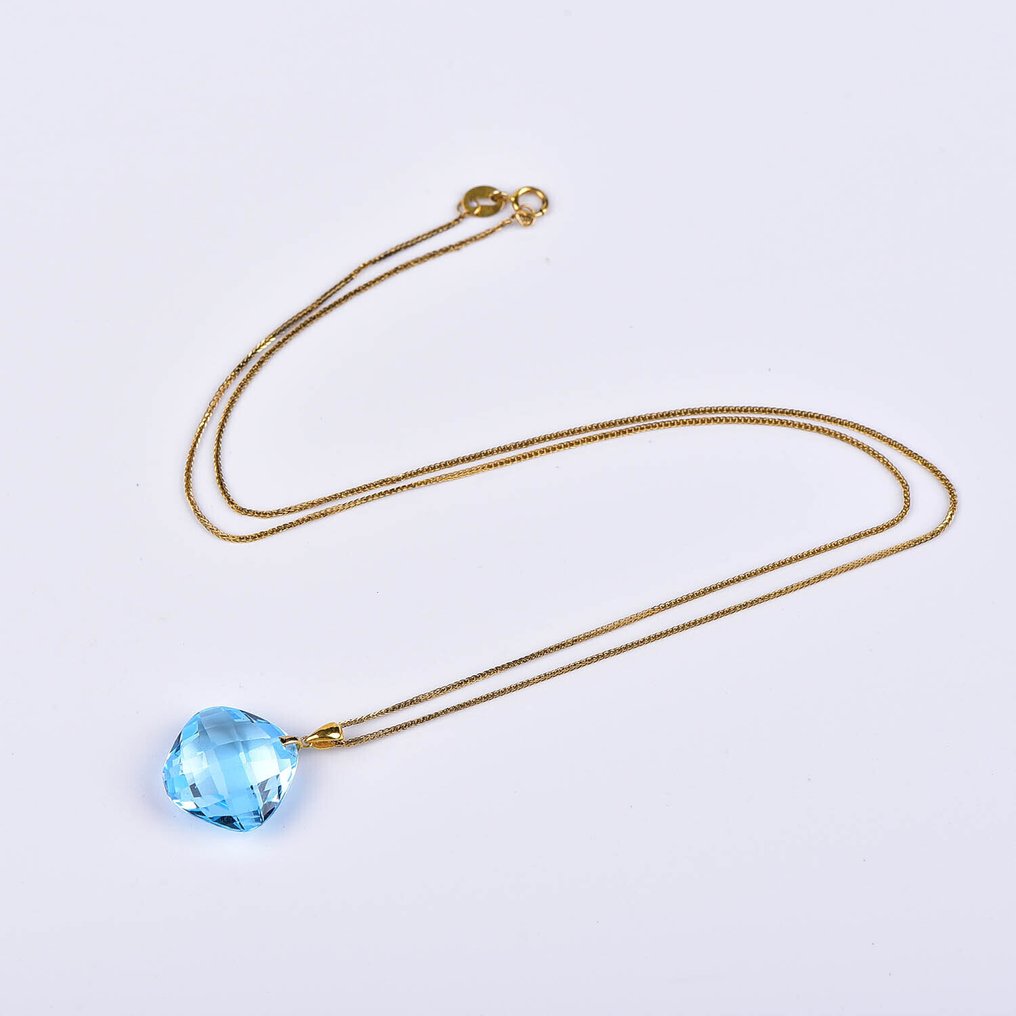 χωρίς τιμή ασφαλείας - Κολιέ με μενταγιόν - 18 καράτια Κίτρινο χρυσό Τοπάζιο - ALGT Πιστοποιημένο #1.0