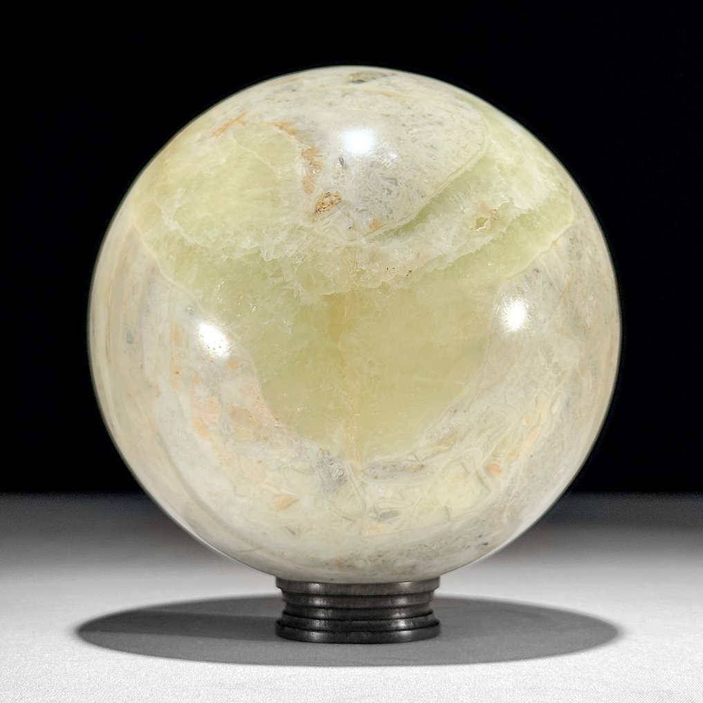 NO RESERVE PRICE - Wonderful Pair of Onyx Spheres on custom stands - Height: 12 cm - Width: 10.4 cm- 2700 g - (2) #2.1