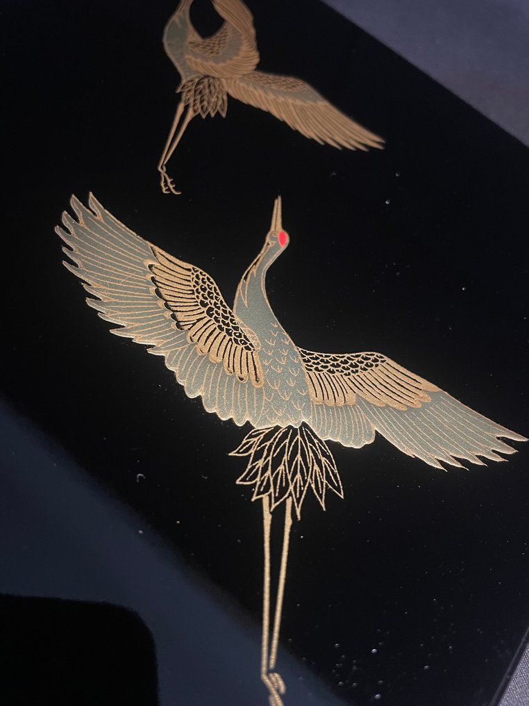 japanese Lacquerware【漆器】 - 盒 - 漆制的文档盒，带有Maki-e技艺 - 漆器，金箔 - Fubako【文箱】金蒔絵 #2.1