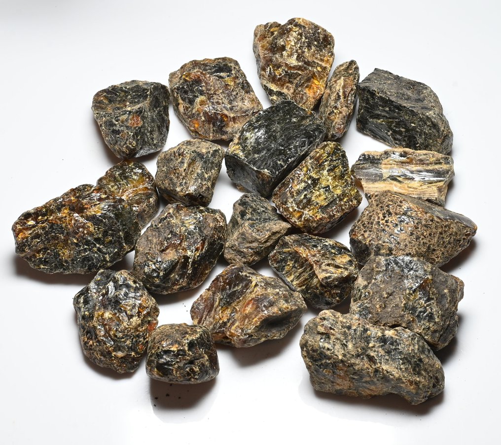 大量20块印尼（苏门答腊）粗琥珀，重474.79克 - 圓形寶石化石  (沒有保留價) #1.0