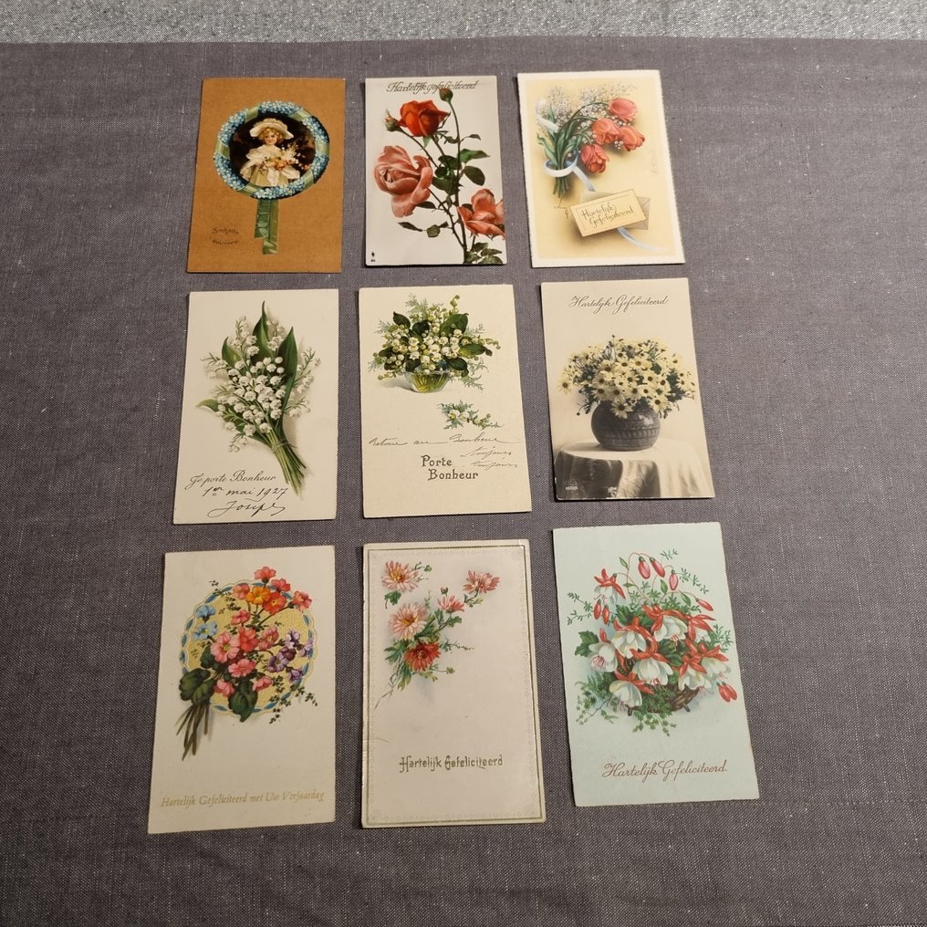 比利時, 荷蘭 - 幻想 - 生日 / 愿望 - 狗 - 马 - 明信片 (140) - 1900-1990 #2.1