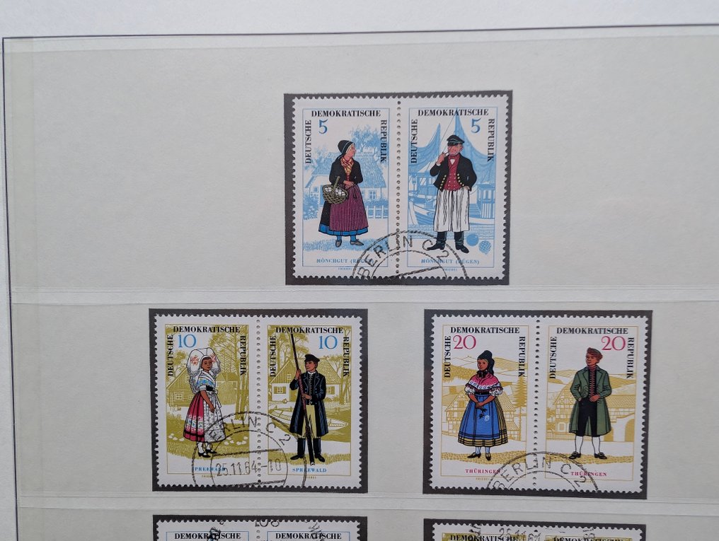 DDR 1964 - Volkstrachten II - komplette Zusammendruckserie - Gestempelt - 1074-1079 #4.3