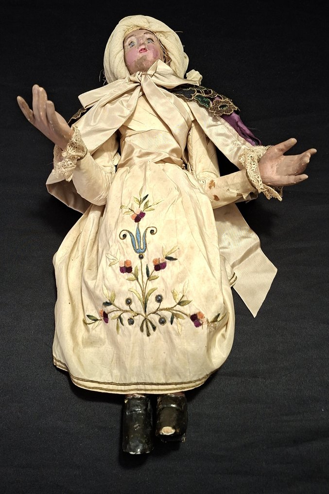 Personnage ancien du crèche - Femme - 50 cm - Bois, Textile - 19e siècle #4.3