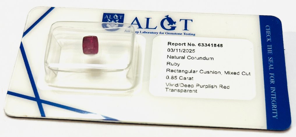 Nincs minimálár - 1 pcs Piros, Lila Rubin - 0.85 ct - Antwerpeni Drágakővizsgálati Laboratórium (ALGT) #1.0