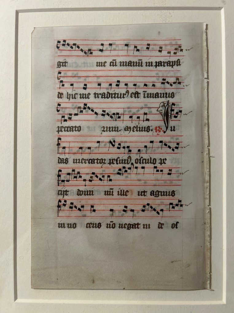 Unbekannt - Processionale-Fragment (Sarum Use), England, 15. Jh., Pergament mit Neumen und dekorierter Initiale - 1500 #1.0