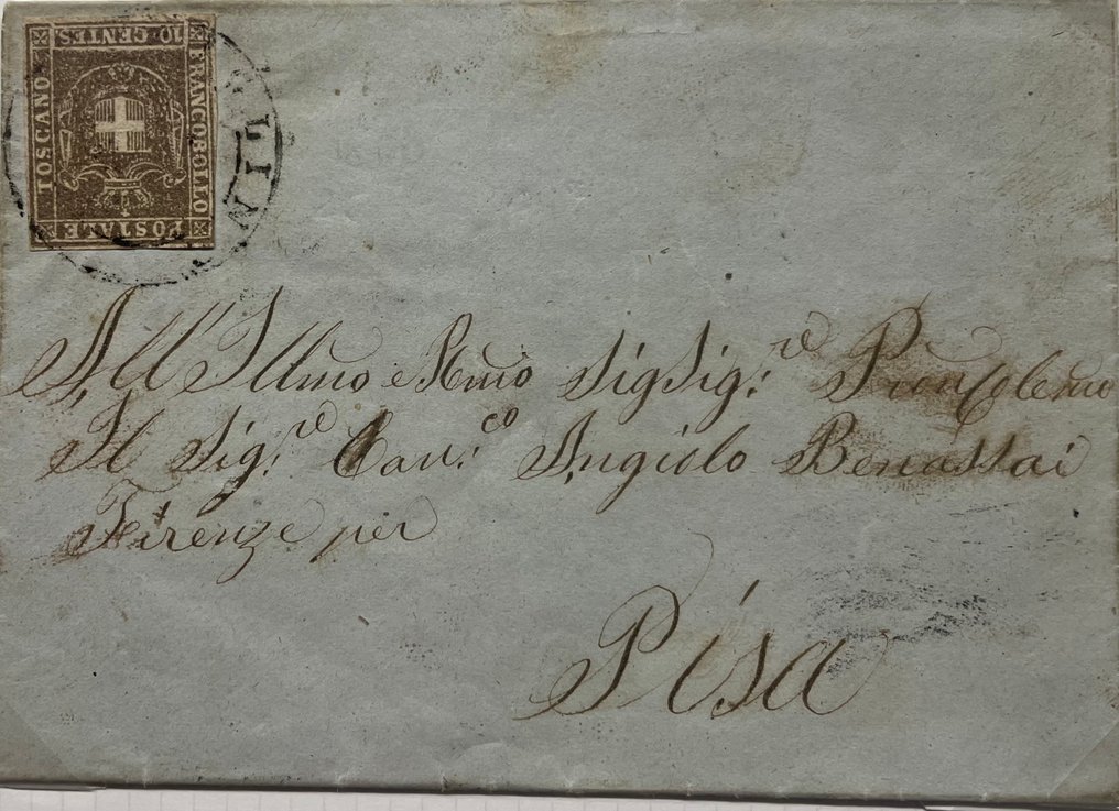 意大利古國 1860 - 托斯卡纳古老的大公国10世纪临时政府，来自菲格林到比萨的纸张边缘。 - Sassone n.19 #1.0