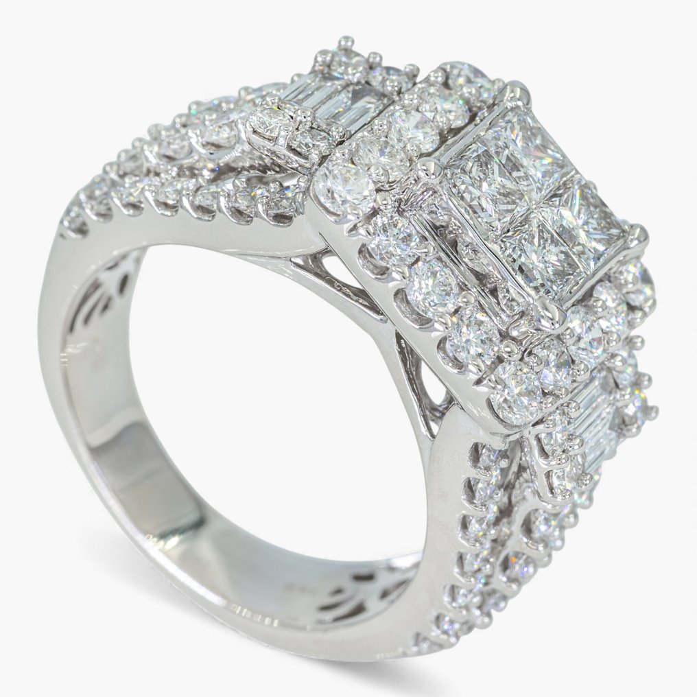 沒有保留價 - 戒指 - 14 克拉 白金, 人力資源開發 -  3.35ct. tw. 鉆石 (天然) #2.1